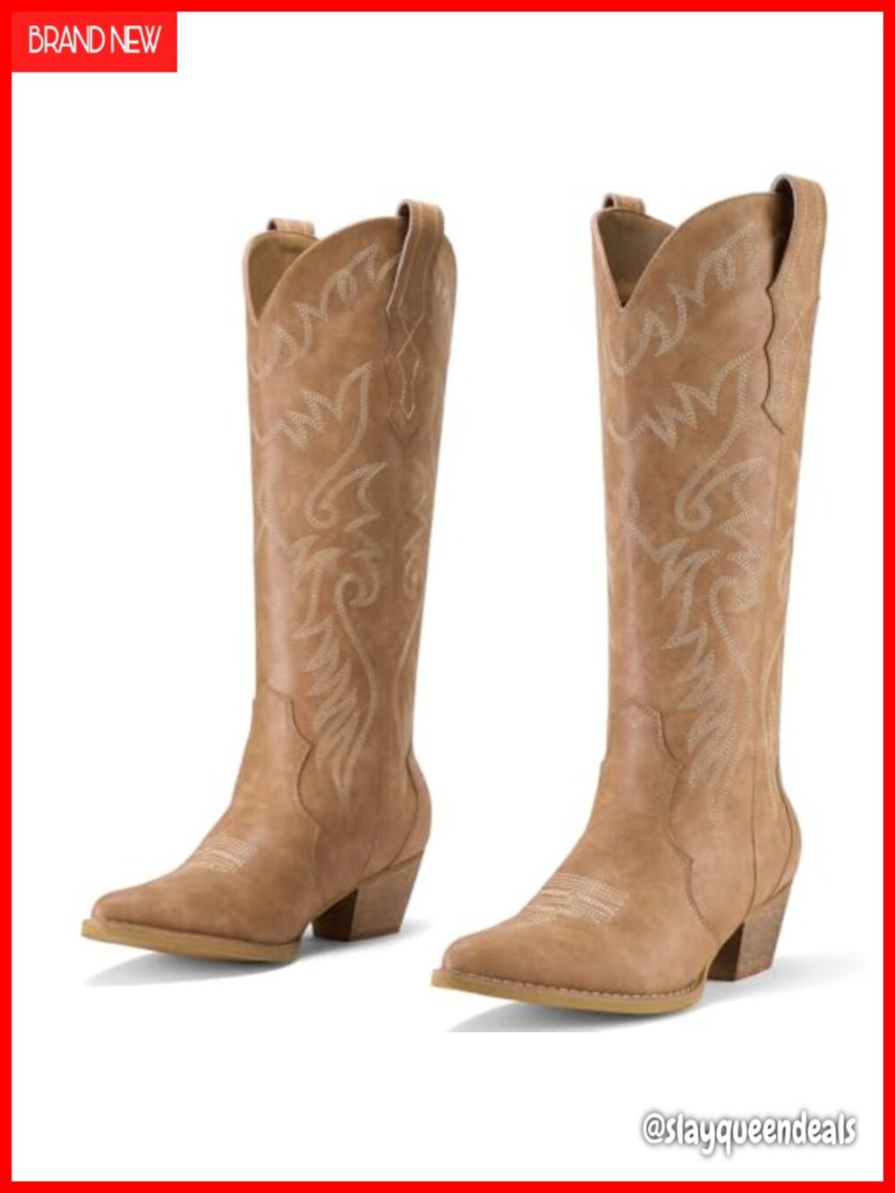 Women's Knee-High Cowboy Boots Synthetic Leather Pointed Toe